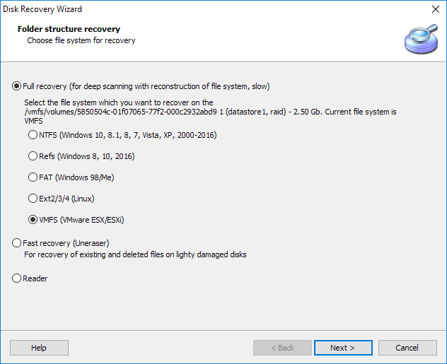 Windows 10 VMFS Recover full