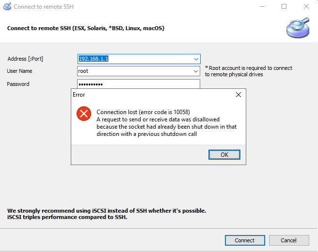 vmfs-recovery-sftp-or-ssh-network-connection-error