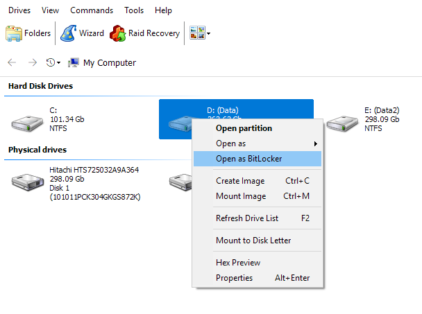 Force open disk as Bitlocker