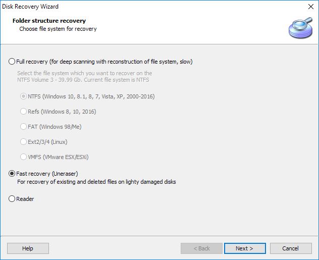 Opening VMFS disk in Uneraser mode