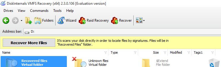 Recover more files button