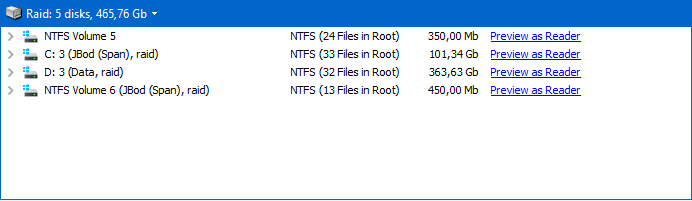 RAID reconstructed successfully