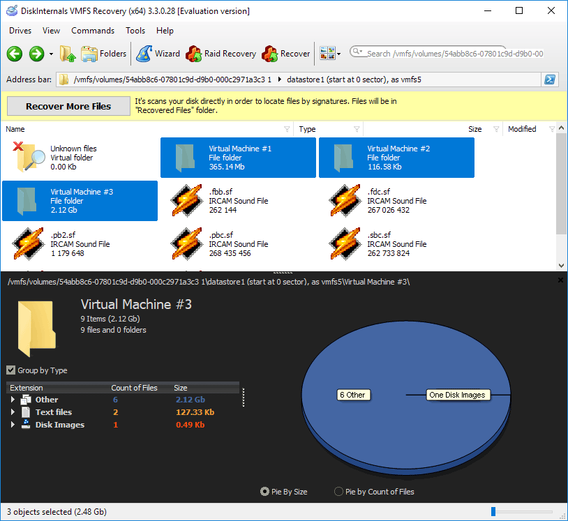 Select files and folders to be saved